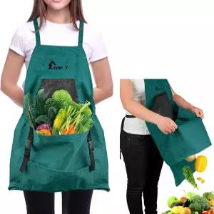 정원 앞치마 여성 남성용 포켓이 있는 캔버스 크로스 수확 및 내부 드로스트링 백 포함