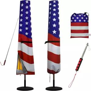 데일리 트레저 아메리칸 플래그 파티오 우산 커버 420D 옥스포드 패브릭 방수 텔레스코픽 로드 아웃사이드