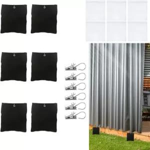 브레사논 6팩 야외 커튼 가중 블록 15온스 샌드백 백 하단 고정 클립 가제보 식탁보용