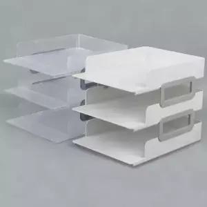 [문구/오피스] 3단 서류 정리함 책상 문서 분류 사무실 투명 플라스틱 보관함 공간활용