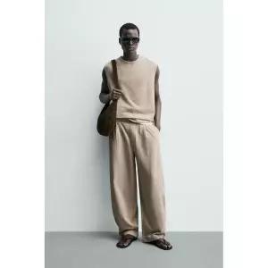 ZARA 텍스처 릴랙스핏 탱크 스웨트셔츠 - 베이지