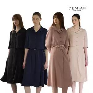 [10%적립][데미안(DEMIAN)] 26SS 루미엘라 쉬폰 헤리티지 오픈 카라 썸머 원피스 1종 + 벨트 1종 (총 2종)
