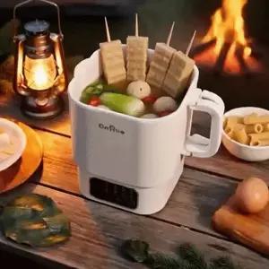 온휴 휴대용 스테인레스 멀티 전기쿠커 전기냄비 1L 라면포트 캠핑 여행요 프리볼트 조리모드 OHA-EK10TW 화이트