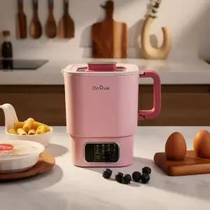 온휴 휴대용 스테인레스 멀티 전기쿠커 전기냄비 1L 라면포트 캠핑 여행요 프리볼트 조리모드 OHA-EK10TP 핑크