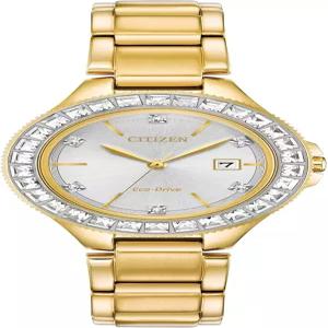 시티즌 여성용 실루엣 크리스탈 에코 드라이브 시계 3핸드 데이트 스테인리스 스틸