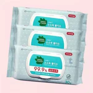 그린핑거 손소독 물티슈 캡형 30매 x3팩 소독티슈 4442656