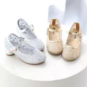 여아 유아 망사 큐빅 굽 있는 공주 구두 (170-190) 3.5cm