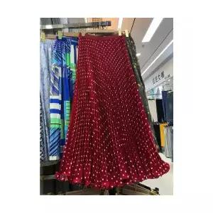 여성 쉬폰 스커트 비도트 사계절 빅사이즈 슬림핏 롱 A라인 플리츠 DUCHI2