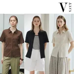 [브이컷][브이컷(v-cut)] [인기 신상] 브이컷 26SS 썸머 플리츠 카라 블라우스 3종