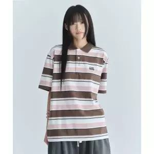 브랜드정품 코드그라피 CGP 멀티 스트라이프 반소매 카라 티셔츠-브라운 374978