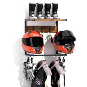 어반 데코 모터사이클 헬멧 홀더 월 마운트, 모자 스탠드 2개 포함 헬멧 랙, 디스플레이 월 마운트용 헬멧 스탠드, 남성용 모터사이클 액세서리 장비 보관함, 소형