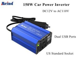 Meind 150w 휴대용 미니 전원 인버터 12v ~ 110v(미국 소켓  차량용 듀얼 USB 포트 포함)