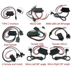 암 USB 충전 컨버터, 배터리 길이 35cm, 12V, 24V, 36V, 48V 벅 5V, 3A