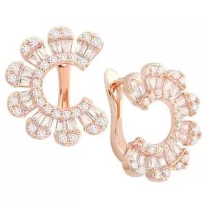 [NS홈쇼핑][미니아트] 14K 골드필드 핀 잔느 큐빅 꽃 원터치 링 귀걸이..[35857307]