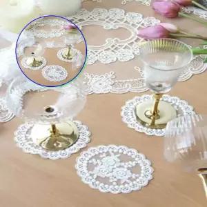 쌍문상회 지금 필요한 용품 컵받침대 레이스 코스터 컵 1P 카페 식탁 꾸미기 장식