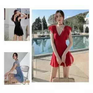 실내수영복 프릴 커버업 여성 수영복 원피스 모노키니 3컬러