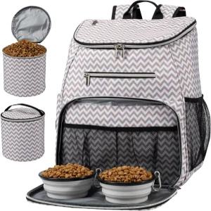 BAGLHER 반려견 여행 가방 백팩 항공사 승인 반려동물 용품 실리콘 접이식 그릇 2개와 푸드 바구니 2개