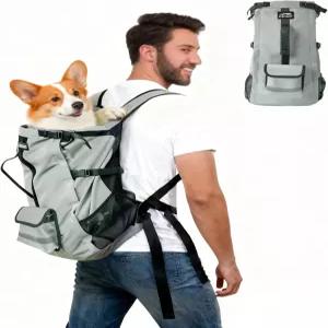 최대 33파운드의 중대형견을 위한 반려동물 캐리어 백팩 방수 및 마모 방지 허리 가슴 버클 조절 반사