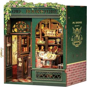 큐티비 책 누크 키트 성인 청소년 및 초보자를 위한 DIY 하우스 인형의 집 북누크 도서관 작은 책장 장식