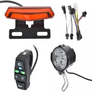 자전거 헤드라이트 및 테일라이트 세트 24-48v 전기 턴 시그널 앞뒤 스위치 경적 포함 타기용