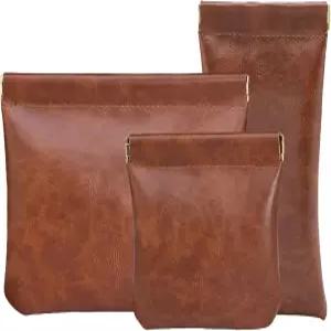 Hapforever 3PCS 파우치릭 스냅 클로저 여행용 미니 화장품 가방용 Pu 가죽 작은 메이크업 여성용 세 가지