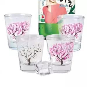 은플 꽃피는 소주잔 벗꽃 술잔 4P세트 낭만소주잔 벗꽃 술잔 소주잔