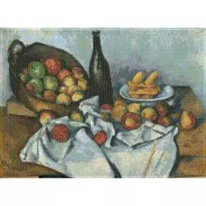 병과 사과바구니 정물 (패브릭) 보석십자수 38x52 패브릭형보석십자수