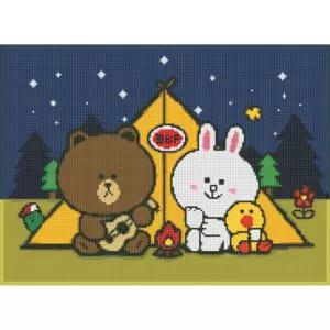 라인프렌즈 캠프 파이어 패브릭 보석십자수 38x52 패브릭형보석십자수