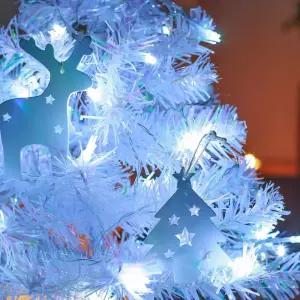 50구 투명선 피켓 LED 백색전구(5m) 건전지 크리스마스 트리전구 트리조명