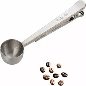 스테인리스 스틸 커피 스쿱 씰 클립 분쇄 2-in-1 계량 스푼 차 설탕 밀폐 주방 보관 식기세척기 금고 길이