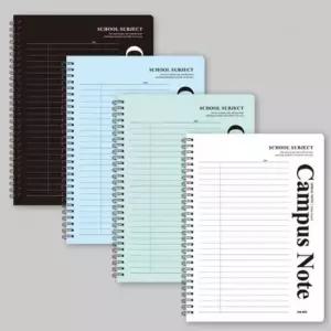 [문구] PP 스프링 노트 캠퍼스 색상랜덤 4P 공책 필기 줄노트