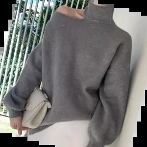 오픈숄더 오프숄더 터틀넥 풀오버 가을 그레이 스웨터