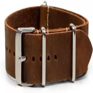 벤치마크 가죽 시계 밴드 - 남성 또는 여성용 크레이지 호스 오일 원피스 스트랩 18mm 너비