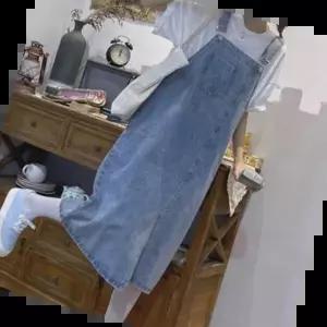 데일리멜빵 데님 멜빵 원피스 롱스커트 멜빵치마 여자 점프수트 롱데님스커트 여자원피스