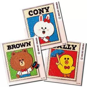 라인프렌즈 빈티지 (3종) (스티커) 보석십자수 패브릭형보석십자수