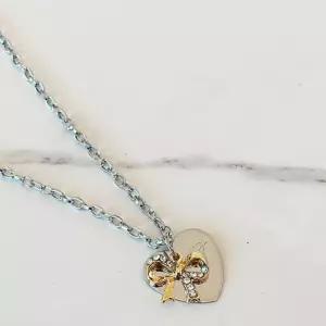 강아지 하트리본 체인 목걸이 1P 애견 이름표 팬던트 강아지목걸이