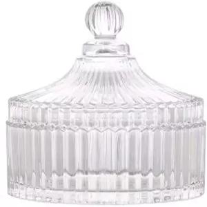 280ML/10온스 캔디 접시 뚜껑 장식이 있는 크리스탈 유리 박스 가정용 쿠키 그릇 병 비스킷 양념 클리어