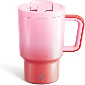 손잡이와 뒤집기 빨대가 포함된 Mooky 32온스 텀블러 뚜껑과 100 누수 방지 스테인리스 스틸 단열 컵 홀더