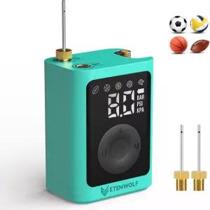 ETENWOLF 전동 볼 펌프 인플레이션 및 디플레이션 2-17PSI 정밀 압력 게이지가 있는 2600mAh 농구 충전식