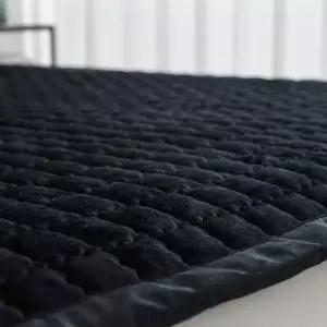 겨울침대패드 블랙 퀸 사이즈 극세사 카페트 겸용 밴딩 침대 패드