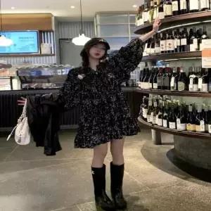 봄가을원피스 여자 플라워 캉캉 미니 원피스