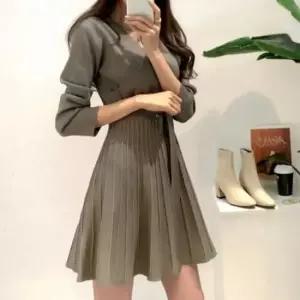 롱원피스 여자 브이넥 플레어 미니 랩원피스 간절기 오피스룩