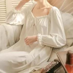 공주 여성빅사이즈 긴팔파자마 원피스실크 홈웨어 공주잠옷