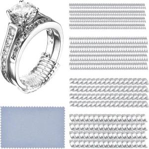 루즈 링을 위한 프렌다 16팩 사이즈 조절기 여성용 투명 플라스틱 연마 천 포함