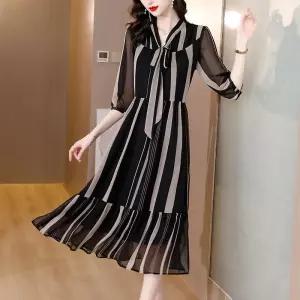 여성 원피스 빈티지 시폰 스트라이프 여름옷 OP2