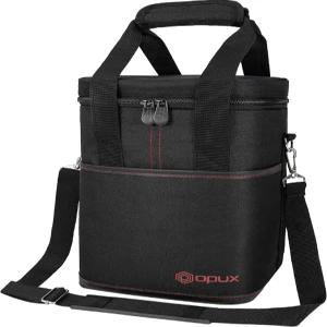 Opux 4 병 단열 와인 쿨러백 - 여행 피크닉을 위한 누수 방지 패딩 휴대용 캐리어 BYOB 선물 블랙