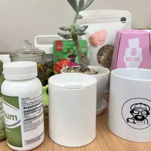 원형 원터치 화장솜 면봉 소품정리함 케이스