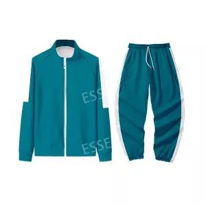 초록츄리닝 티셔츠 스웨터 지퍼 세트 긴팔 폴라