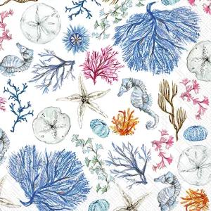 IHR 이상적인 홈레인지 칵테일 냅킨 로잔 벡 일회용 3겹 종이 파티 팩 5인치 x 블루 코스트 20개들이