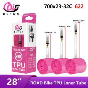 28g DiFEN 도로 자전거 TPU 내부 튜브 700x23C 25C 26C 27C 28C 30C 32C 사이클링 타이어 카메라 pneu aro